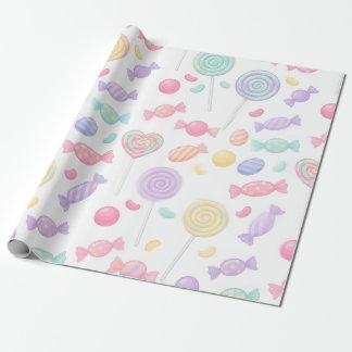 Papel de embrulho de presente com doces pastéis
