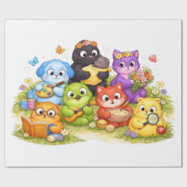 Papel de embrulho de presente de animal adorável