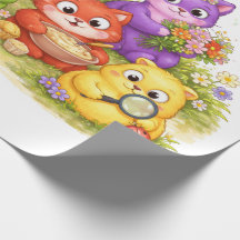 Papel de embrulho de presente de animal adorável