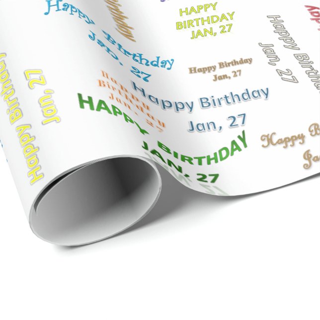 Papel de embrulho de presente de aniversário de 27 (Ponta do rolo)