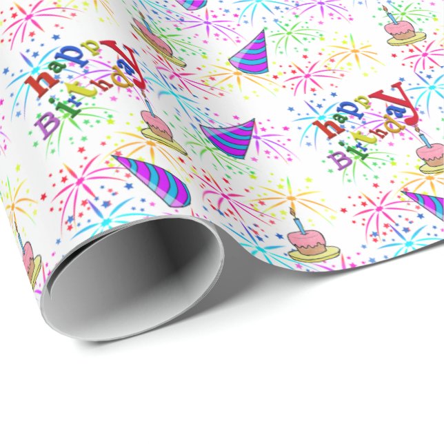Papel de embrulho de presente de aniversário feliz (Ponta do rolo)