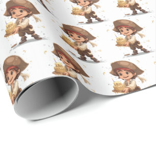 Papel de embrulho de presente de aniversário pirat