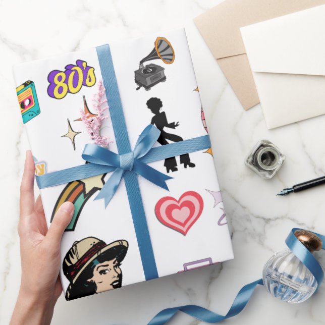 papel de embrulho de presente de aniversário retrô (Presentear)