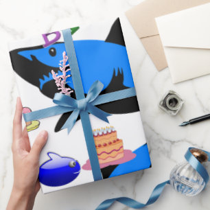 Papel de embrulho de presente de aniversário Tubar