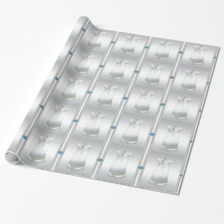 Papel de embrulho de presente de batizado de menin