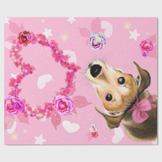 Papel de embrulho de presente de cachorrinho (Aberto)