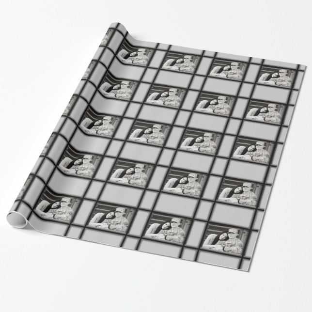 Papel de embrulho de presente de casamento com fot (Desenrolado)