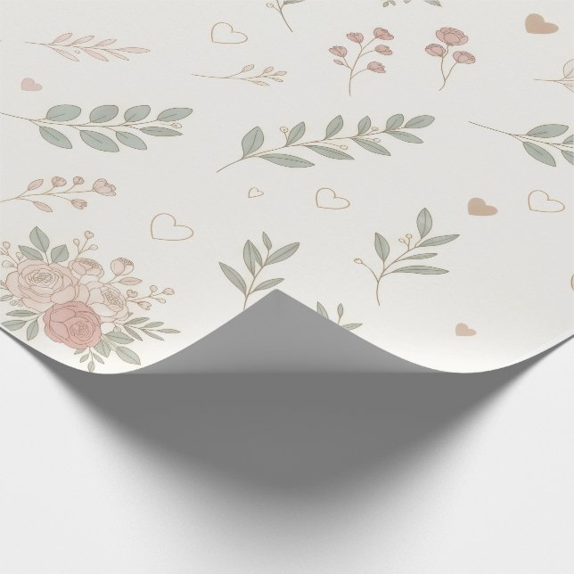 Papel de Embrulho de Presente de Casamento – Flora (Ponta)