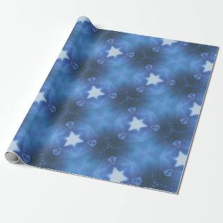 Papel de embrulho de presente de estrela azul