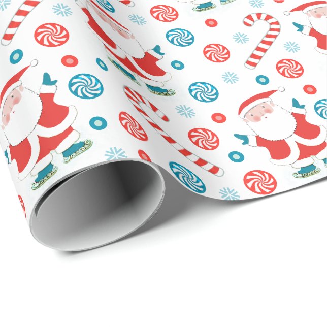 Papel de embrulho de presente de férias de patinaç (Ponta do rolo)
