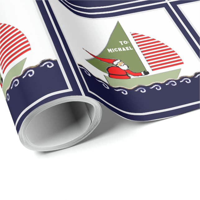 Papel de embrulho de presente de férias de vela (Ponta do rolo)