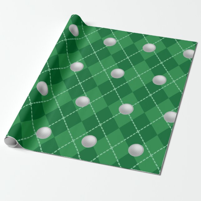 Papel de embrulho de presente de golfe verde (Desenrolado)