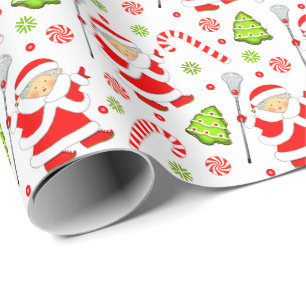 Papel de embrulho de presente de lacrosse de Natal