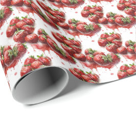 Papel de embrulho de presente de morango