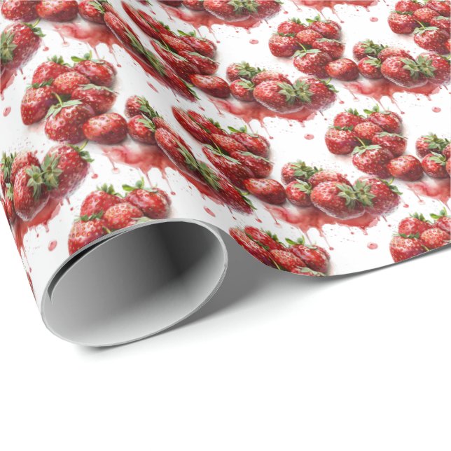 Papel de embrulho de presente de morango (Ponta do rolo)