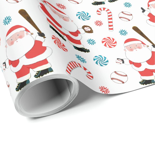 Papel de embrulho de presente de Natal de beisebol (Ponta do rolo)