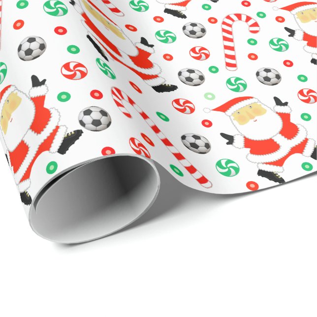 Papel de embrulho de presente de Natal de futebol (Ponta do rolo)