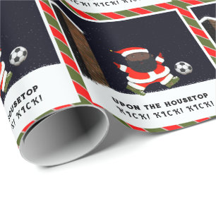 Papel de embrulho de presente de Natal de futebol