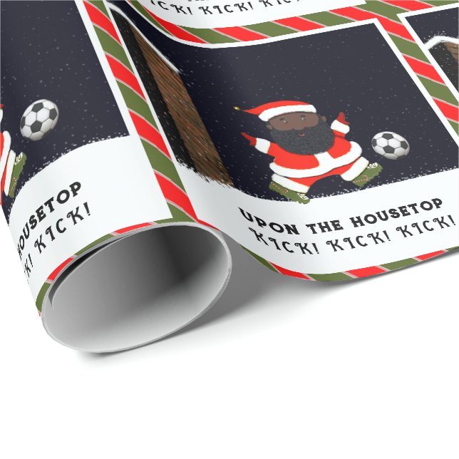 Papel de embrulho de presente de Natal de futebol (Ponta do rolo)