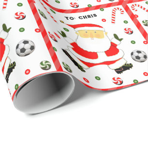 Papel de embrulho de presente de Natal de futebol