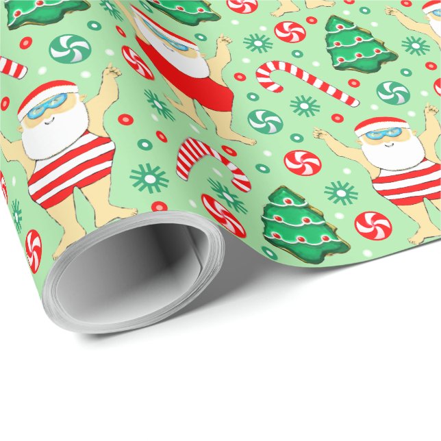 Papel de embrulho de presente de Natal de natação (Ponta do rolo)