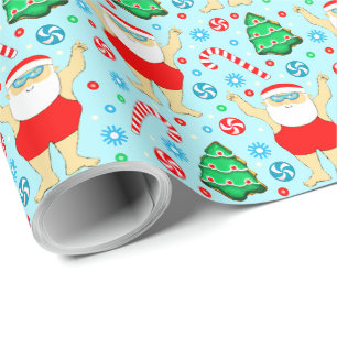 Papel de embrulho de presente de Natal de natação