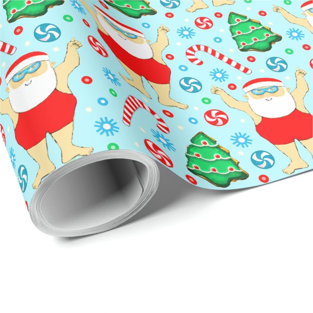 Papel de embrulho de presente de Natal de natação (Ponta do rolo)