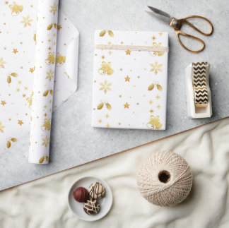 Papel de embrulho de presente de Natal em Ouro Ele