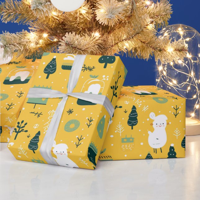 papel de embrulho de presente de natal fofo (Feriados)