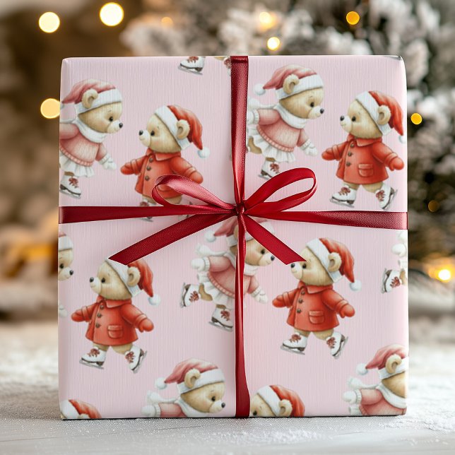 Papel de embrulho de presente de Natal rosa fofo (Criador carregado)