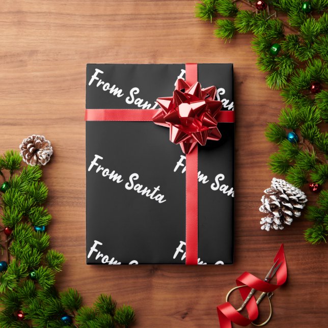 Papel de embrulho de presente de Papai Noel preto (Presente de Natal)