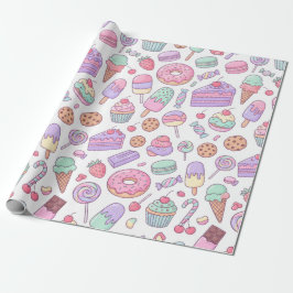 Papel de embrulho de presente de sobremesa pastel