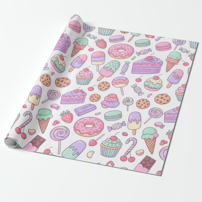 Papel de embrulho de presente de sobremesa pastel (Desenrolado)