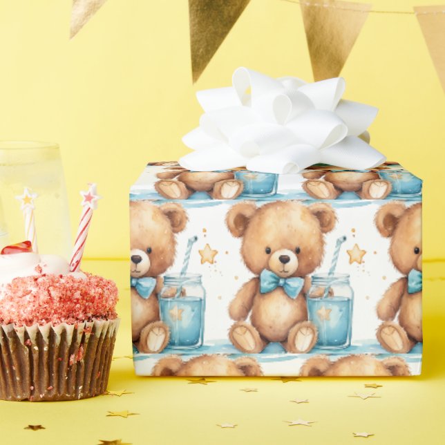 Papel de embrulho de presente de ursinho de pelúci (Festa de aniversário)