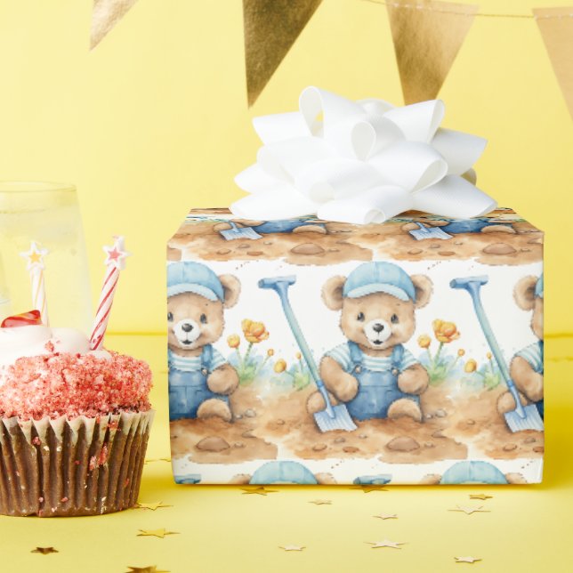 Papel de embrulho de presente de ursinho de pelúci (Festa de aniversário)