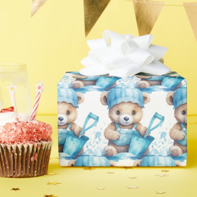 Papel de embrulho de presente de ursinho de pelúci (Festa de aniversário)
