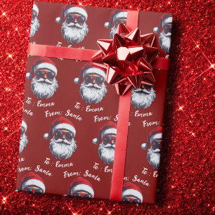 Papel de embrulho de presente do Papai Noel, nome