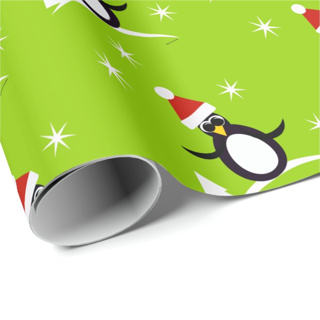Papel de embrulho de presente do pinguim do Papai  (Ponta do rolo)