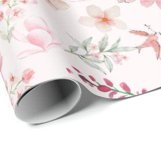 Papel de embrulho de presente floral elegante Rosa