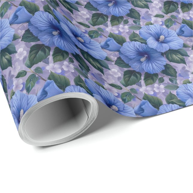 Papel de embrulho de presente floral Flores Azuis (Ponta do rolo)