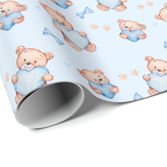 Papel de embrulho de presente para chá de bebê Urs (Ponta do rolo)