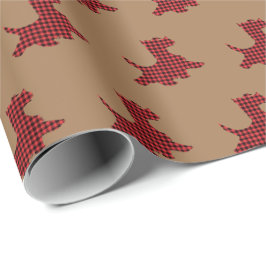 Papel de embrulho de presente Plaid Scottie Dog Sc