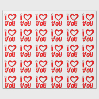 Papel de embrulho de presente Vermelho Eu Te Amo