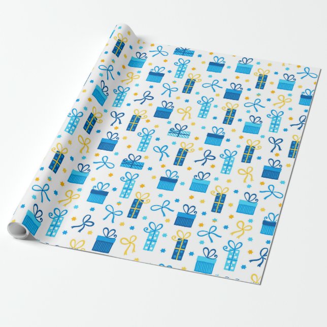 Papel de embrulho de presentes de Hanukkah (Desenrolado)