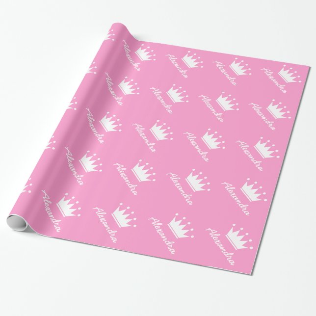 Papel de embrulho de princesa rosa personalizada (Desenrolado)