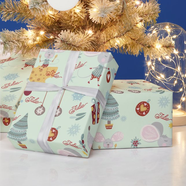 Papel de embrulho de rato de Natal fofo (Feriados)