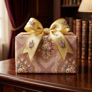 Papel de embrulho de renda floral vitoriana vintag