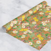 Papel de embrulho de rosa botânica vintage em paz 