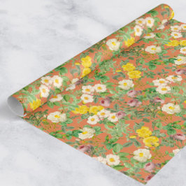 Papel de embrulho de rosa botânica vintage em paz
