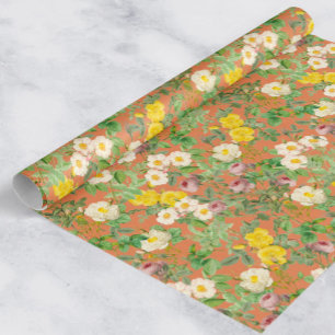 Papel de embrulho de rosa botânica vintage em paz 
